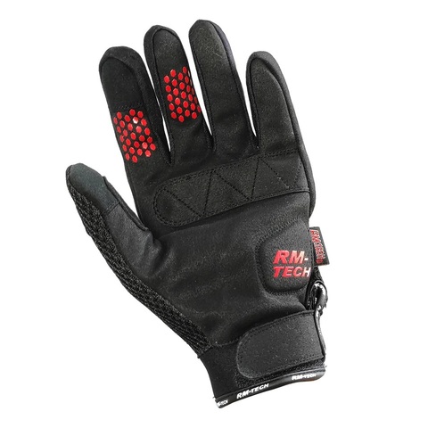 GUANTES PARA MOTOCICLISTA RMTECH COLOR NEGRO /ROJO  TALLA L