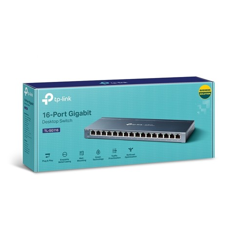 SWITCH TP-LINK TL-SG116 16 PUERTOS RJ45 GIGABIT 10/100/100 NO ADMINISTRABLE